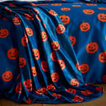 Catherine Lansfield Halloween Pumpkins Throw 130cm x 170cm Navy (Blue)