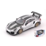 PORSCHE 911-2 GT2 RS COUPE 2018 SILVER BLACK 1:43 Burago Auto Stradali Die Cast