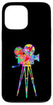 Coque pour iPhone 13 Pro Max Caméra vidéo Arc-en-ciel Art Splatter Film Lover Design