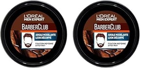 L'Oréal Men Expert - BarberClub - Argile Modelante Look Décoiffé - Fixation Moyenne & Effet Mat - 75 ml (Lot de 2)