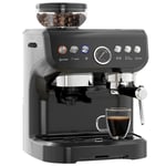 HOMCOM Espresso Machine, Bean Grinder & Steam Wand, 15 Bar Pressure, Black