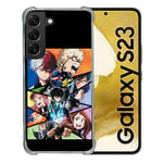 Cokitec Coque Renforcée en Verre Trempé pour Samsung Galaxy S23 Manga My Hero Academia Noir