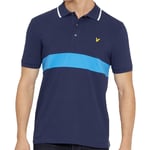 Lyle & Scott Vintage Mens Stripe Pique Polo T Shirt Short Sleeve Navy Blue