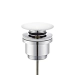 Vanne de vidange universel en porcelaine corps laiton chromé, bouchon pop-up valve clic-clac avec trop-plein, grand champignon