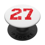 Numéro #27 Numéro sport rouge en détresse PopSockets PopGrip Adhésif