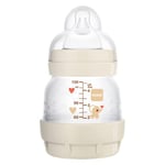 MAM Easy Start Self Sterilising Anti-Colic Bottle (1 x 130 ml), Baby Bottle with Slow Flow MAM Teat Size 0, Newborn Essentials, Cream (Designs May Vary)