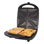 Quest 1100W Quad Non Stick Sandwich Toaster Compact 4 Slice Toast Maker Black