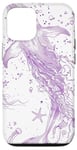 iPhone 13 Pro Purple Outline Drawing of Whale Shark and Starfish Case