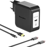 Chargeur GAN pour ordinateur portable 140 W, chargeur rapide portable PD 3.1 avec prise pliable et câble USB-C pour Inspiron 14 Plus/5400 AIO/7700 AIO/15 7591/15 7501/XPS 13/15