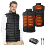 seenlast Gilet Chauffant Homme, Veste Chauffante Homme avec Batterie Incluse, Doudoune Chauffante Homme Femme avec 4 Zones de Chaleur 3 Températures Manteau Chauffant pour Hiver Moto Chasse