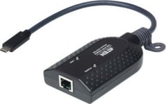 Aten Usb-C-Virtuella Medier-Kvm-Adapter, Usb, Usb, Svart, Usb C, Rj-45, Hankoppling