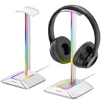 New bee Support Casque Gamer RGB Porte Casque Gaming Accessoire LED Repose Casque avec 7 Modes d'éclairage, Base en Caoutchouc antidérapante, pour PC Gamer, Casque Gaming, Silver (Argent)