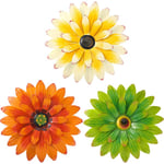 3-pack Metallblomma Väggkonst 3D Daisy Ornament Flerlager Hängande Rustik Lanthus Boho Stil Dekoration Inomhus Utomhus Hem Vardagsrum Kontor Trädgård (8 Tum