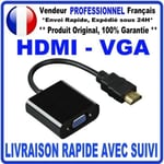 ADAPTATEUR VIDEO CONVERTISSEUR 1080P HDMI MALE VERS VGA FEMELLE (Câble HDMI VGA noir)