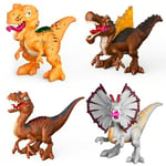 GizmoVine Dinosaur Figures, Dinosaur Toys For Boys 2 3 4 5 Years Old, 4Pcs Hand-built DIY Take Apart Construction Toy Set, Movable Joints, Ducational Interactive, Christmas Party Birthday Gifts Ideas