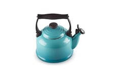 Le Creuset Bouilloire Traditionelle avec Sifflement, Pour Cuisinière, Acier Émaillé, 2,1 L, Bleu Caraïbes, 40102021700000