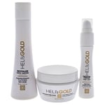 Helis Gold - The Revival Series Travel Kit - Hydrater et nourrir - Pour les dommages secs et la couleur - Soigne les cheveux et le cuir chevelu - Répare et restaure en profondeur - Hydrate le cuir che