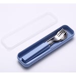 2-delad barns bestickset 18/10 rostfritt stål Barnbestickset Silverbestickset Silverware middagsbestick Sked gaffelset med resefodral Blue