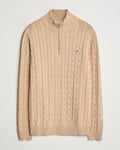 GANT Cotton Cable Half Zip Khaki Melange