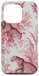 iPhone 13 Pro French Pink Toile Chinoiserie with Flowers, Leopards Case