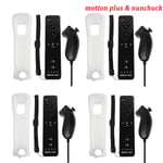 4 musta nunchuck-Bonadget Nintendo Wii/Wii U Joystickille 2 in 1 Langaton peliohjaimen ohjainsarja Motion Plus silikonikotelolla videopeli