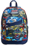 Seven Sac à Dos, New Fit Camo Stains Sac à Dos Scolaire Rembourré, Sac à Livres, Taille Unique Filles et Garçons, Grande Capacité, pour L'École, le Sport & les Loisirs, avec Poches Latérales, Bleu