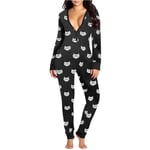 2021 New Women's Lingerie, Sleep & Lounge Onesie Pajamas for Women Pajamas Set Women's Sleepwear Long Sleeve Jumpsuit for Womens Tops Black L