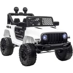 Homcom - Voiture 4x4 électrique enfant moteur 2 x 35 w 5 Km/h max. télécommande incluse effets lumineux sonore lecteur MP3 usb blanc