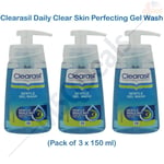 Clearasil Daily Clear Skin Perfecting Gel Wash Sensitive (Pack of 3 x 150 ml)