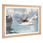 Big Box Art Framed Print of Winslow Homer Fishing Boats, Key West Design | Wall Art Picture | Home Decor for Kitchen, Living Room, Bedroom, Hallway, Oak, A2 / 24.5x18 Inch / 62x45cm