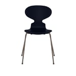 Fritz Hansen - 3101 Myran 4 ben, Lackad, Midnight Blue, Underrede Brown Bronze - Matstolar - designer_arne_jacobsen - Blå - Metall/Trä