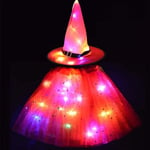 Women Kids Girl Luminous LED Glow Lights Elf Witch Hat Star Skirt Spider Web Wiz