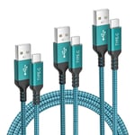 Câble Chargeur USB Type C 0.5M/1M/2M 3-Pack,Cordon d'Alimentation Charge pour iPad 10 Pro Air 4 5 Mini 6,iPhone 16 15 Max,Samsung Galaxy S24 S23 S22 S21,A54 A53 A52 A13,A72 A73,Z Flip Fold 3