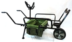 BISON HEAVY DUTY FISHING ONE WHEEL BARROW, BARROW BAG + Y BAR FISHING TROLLEY