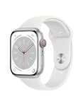 Apple Watch Series 8 45mm GPS Silver Aluminum Case White Sport Band A2771 (Brand New)