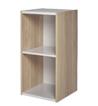 Iris Ohyama, Bibliotheque Gain de Place, Large 2 Etageres, Marron Clair, Réglable, Modulable, pour Salon, Bureau, Chambre, Livres, CD, Petit Meuble de Rangement, Montage Facile, UB-6030