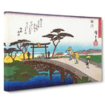 Big Box Art Over the Bridge by Utagawa Hiroshige Painting Canvas Wall Art Framed Picture Print, 30 x 20 Inch (76 x 50 cm), White, Green, Blue, Orange, Yellow