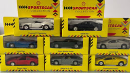Complete Shell Sportscar 8 Car Collection 1991 Model Cars Boxed Porsche Ferrari