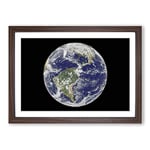 Big Box Art View of The Americas of Planet Earth by Framed Wall Art Picture Print Ready to Hang, Walnut A2 (62 x 45 cm)