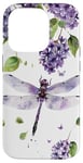 iPhone 14 Pro Dragonfly Surrounded by Lilac Flowers and Leaves Case