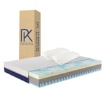 PERCKO, Pack 1 Matelas Mousse 140 x 190 cm + 2 Oreillers, Soulage Le Mal de Dos, 100% Mousses certifiées Oeko-TEX Standard 100 et CertiPur, Mousse à mémoire de Forme, Équilibré, 5 Couches