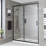 Nox - Porte de Douche Coulissante 170cm - Noir - Hudson Reed