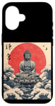 Coque pour iPhone 16 Kamakura Grande statue de Bouddha vintage japonais Art sur bois