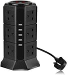 Extension Lead PRITEK 12 Way Outlets 1000J Surge Protector Vertical Power Strip