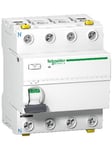 Schneider Electric Acti9 hpfi-afbryder iid, 4p 63a 30ma, kl. a, med dobbelt terminal, 72 mm