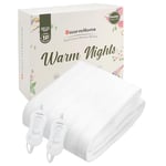 BWARM HOME Electric Blanket Double Heated Electric Underblanket, 150 x 137cm, Dual Control, 3 Heat Settings, Overheat Protection, Easy Fit Straps, Machine Washable