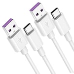 GlobaLink USB C Cable 5A, 40W USB Type C Super Charger Cable [2Pack 2m] USB C to A Charging Cord for Huawei P30, P20 Lite, P20, P10, Mate 20, 20 pro, 30, 30 pro Mate 10, Mate RS, Honor Play - White