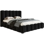 Lit adulte 180x200 Pearl avec sommier - lit double, sommier à lattes - tissu velours, mousse épaisse - Noir (Amor Velvet 4322)