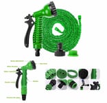 Green 50-200ft Expanding Expandable Elastic Garden Hose Pipe Spray Gun Uk