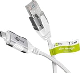 goobay Câble fin USB-C 3.1 vers RJ45 Ethernet CAT 6 Câble adaptateur/Connexion Internet filaire stable avec routeur/commutateur réseau/Adaptateur USB vers RJ45 / 2 Gbits / 2 m/Blanc / 74387